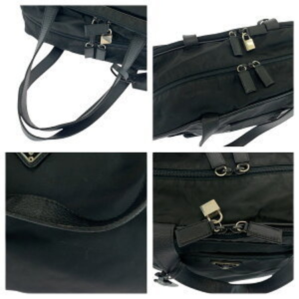 Prada Shoulder Black Triangular Briefcase Bag Bus… - image 4